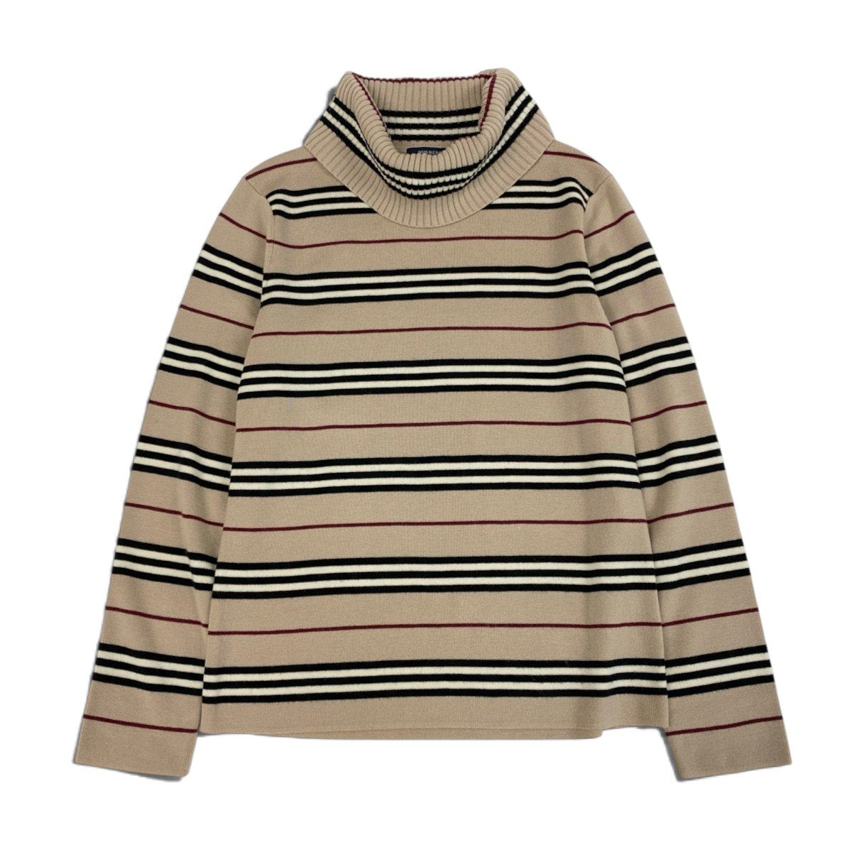 12i30 BURBERRY LONDON バーバリー タートルネック ボーダーニット セーター サイズ2 ベージュ Knit Sweatert18r
