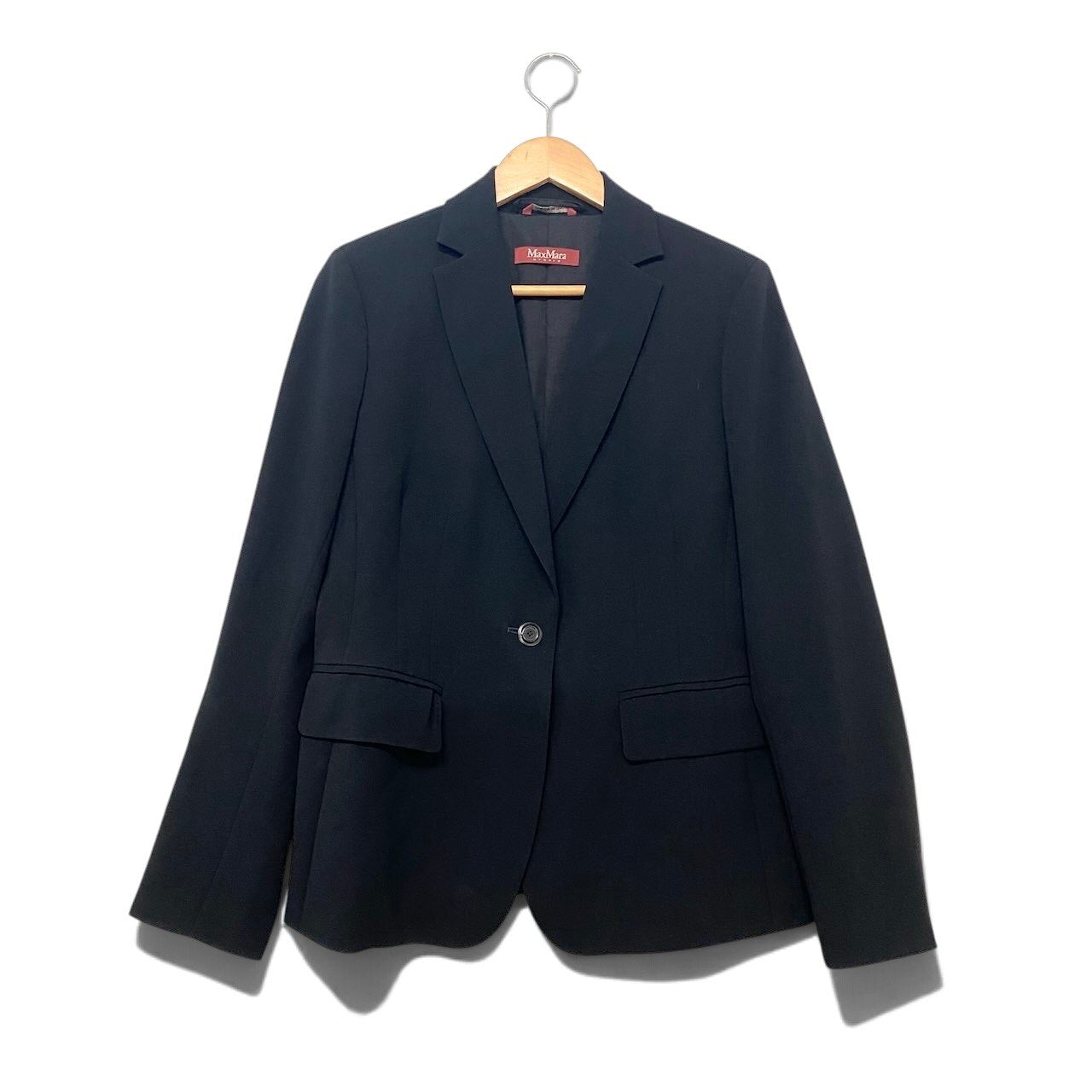 62i1 【美品】 MaxMara STUDIO マックスマーラ ステュディオ テーラードジャケット フォーマル サイズ42 ブラック レディース 女性用u02t