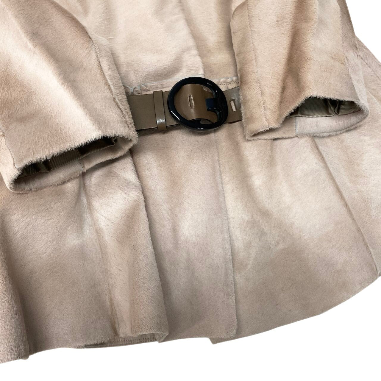 Ef8 MARNI マルニ ノーカラージャケット ハーフコート レザーベルト付 サイズ40 ベージュ レディース 女性用u02t