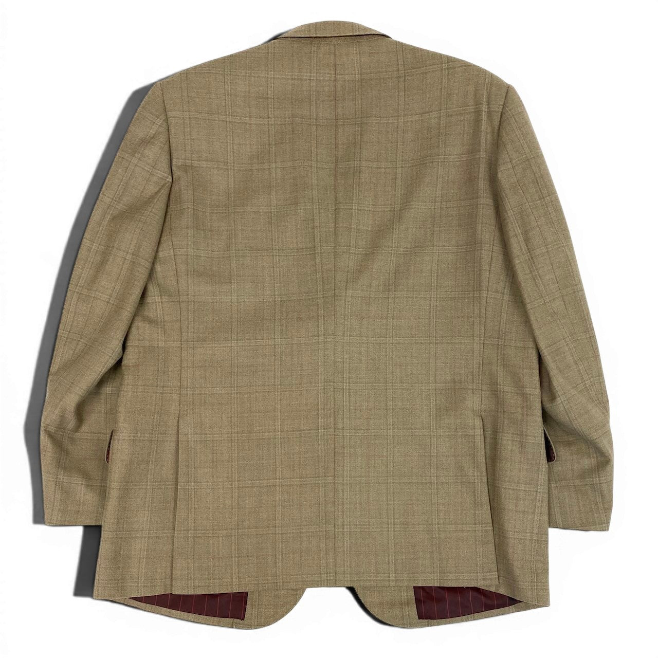 40d16 dunhill ダンヒル テーラードジャケット チェック柄 背抜き 2B ベージュ系 メンズ 紳士服u02t