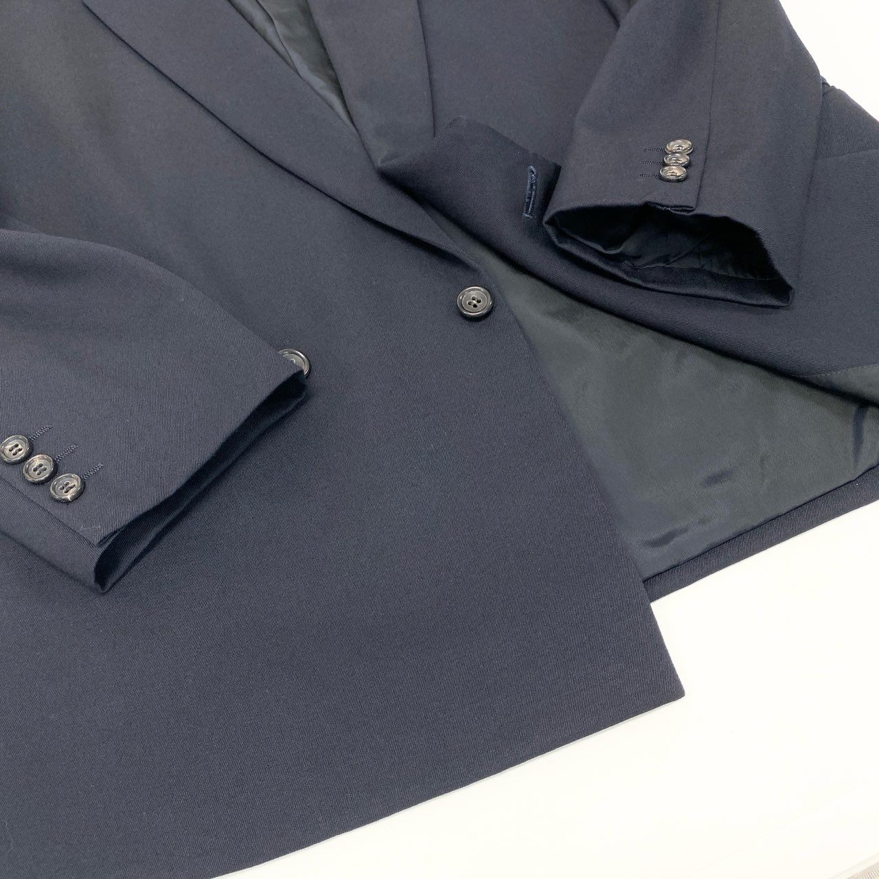 6k1 COMME des GARCONS HOMME コムデギャルソンオム 田中オム セットアップスーツ ダブルブレスト テーラードジャケット 無地 タックパンツ スラックス フォーマル  AD1992 M ネイビー ウール100％o07t