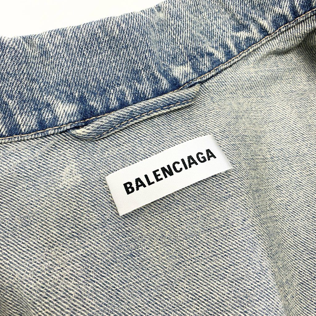 29a9 BALENCIAGA バレンシアガ デニムジャケット Gジャン オーバーサイズ 変形デザイン ショート丈 メンズ 紳士服 36 ブルー系o07t