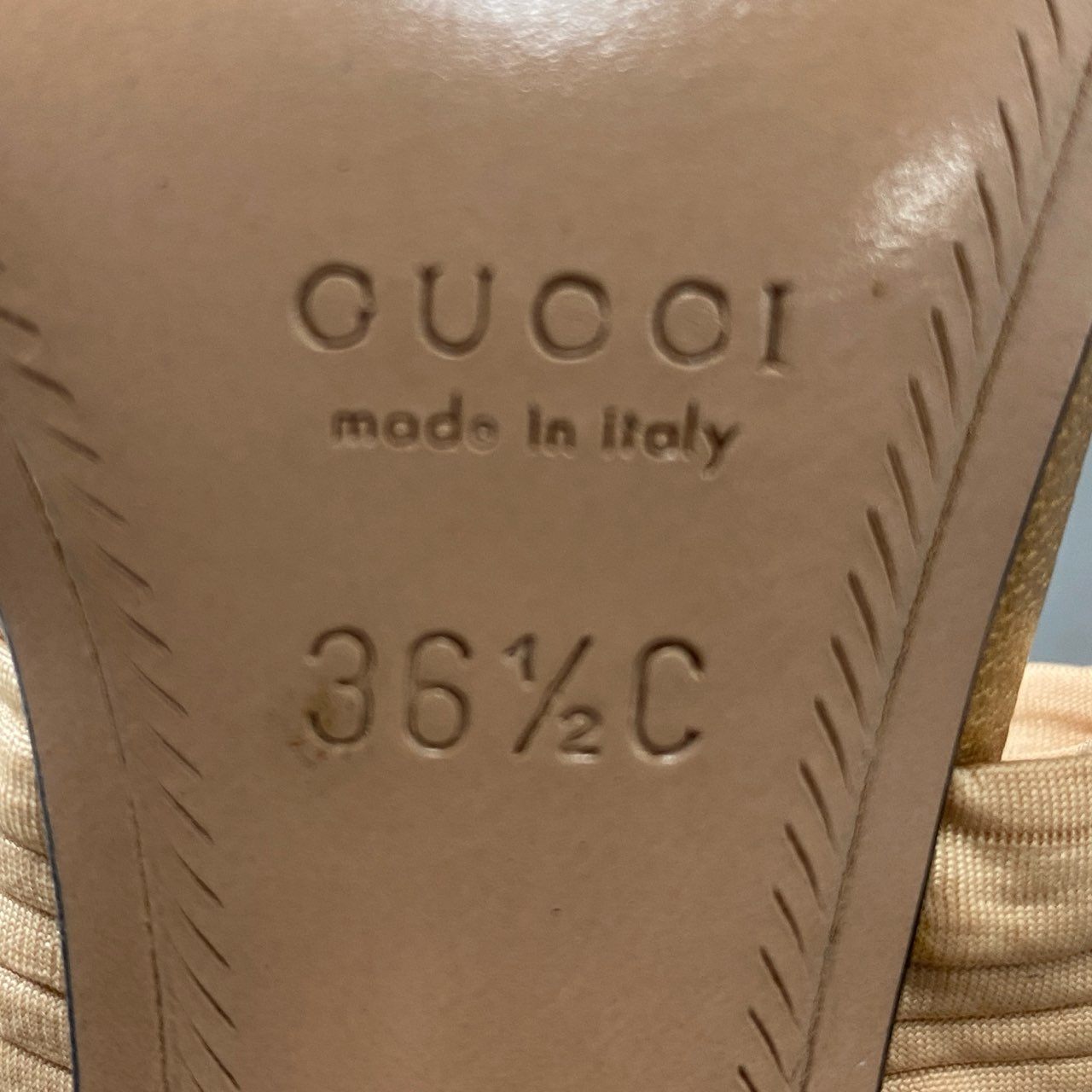 2f11 【イタリア製】GUCCI グッチ バンブー ピンクゴールド金具 サンダル ミュール サイズ36 1/2C ベージュ レディース 靴