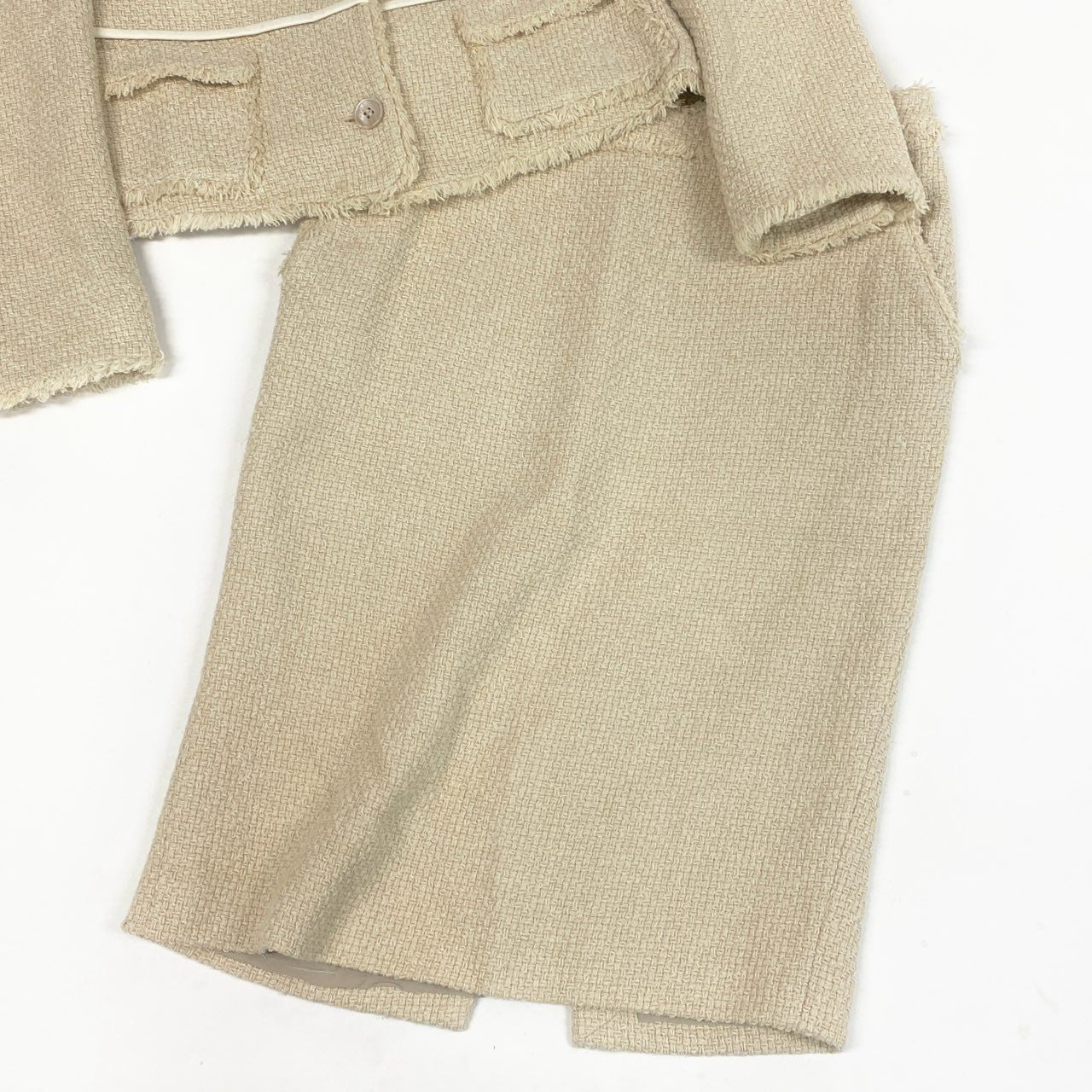 Ec10 Salvatore Ferragamo サルヴァトーレフェラガモ スカートセットアップ ツイードジャケット セレモニースーツ フォーマル レディース イタリア製 42 ライトベージュk02i