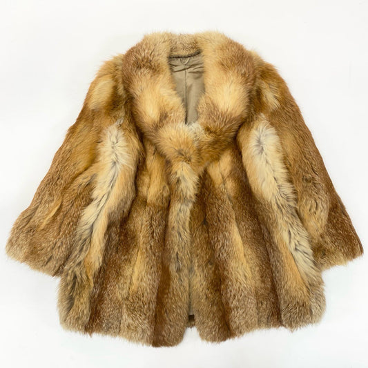 76j6 《美品》レッドフォックス  毛皮コート フォックスコート フォックスファー 11サイズ ベージュ×ブラウン レディースt18r