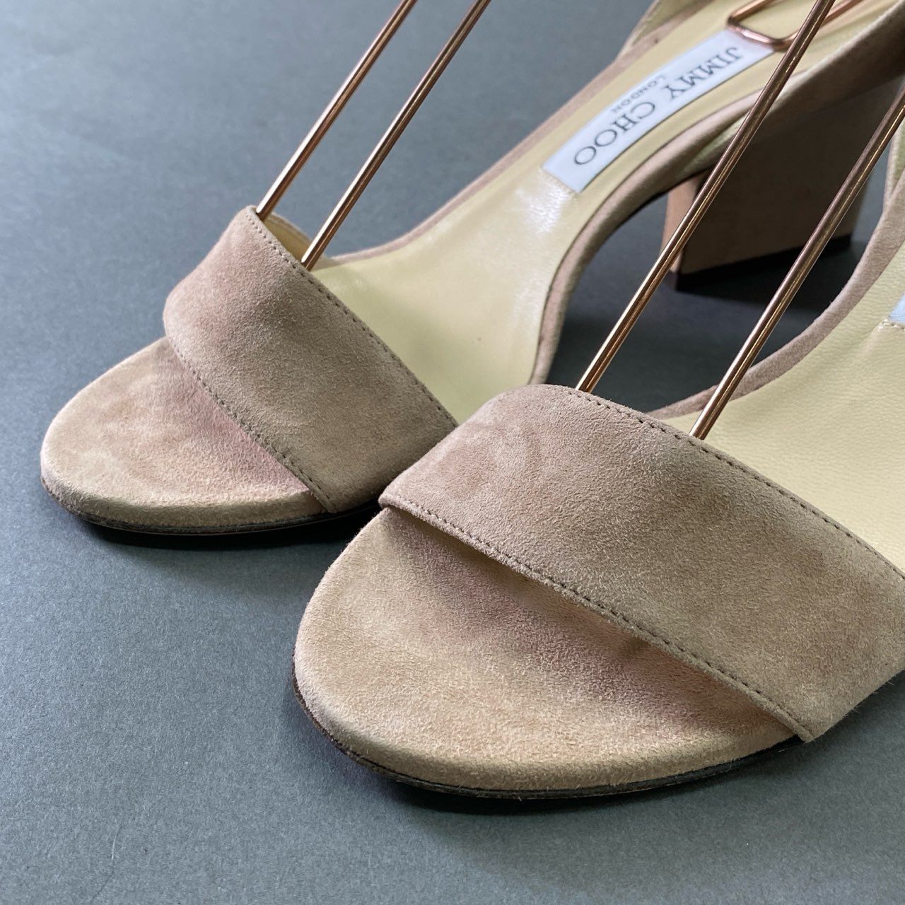 5j10 JIMMY CHOO ジミーチュウ Edina 65 Suede Sandals スエードサンダル 37 バレエピンク スウェードレザー ストラップ パンプス イタリア製