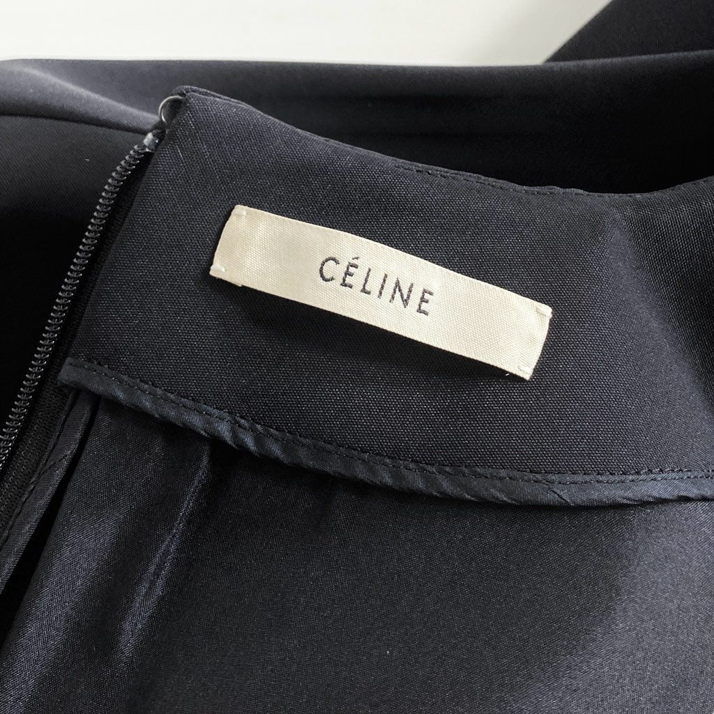 64e5 CELINE セリーヌ フィービー期 ドッキングワンピース 半袖ワンピース 26K284152 サイズ34 ネイビー レディース