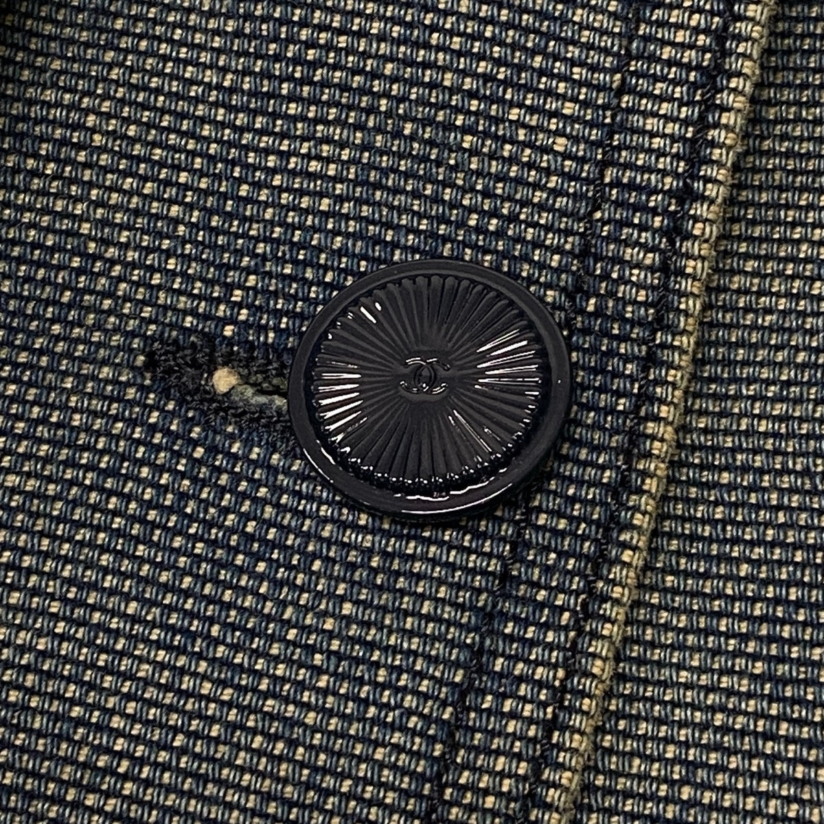 Ci13 CHANEL シャネル 01P CCボタン デニム ロングワンピース Vintage CC Button Denim Dress Size 36 インディゴブルーt18r