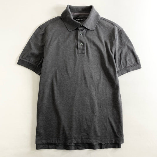 25h9 《美品》 TOM FORD トムフォード ポロシャツ 50 グレー トップス Polo Shirt 半袖 イタリア製 コットン