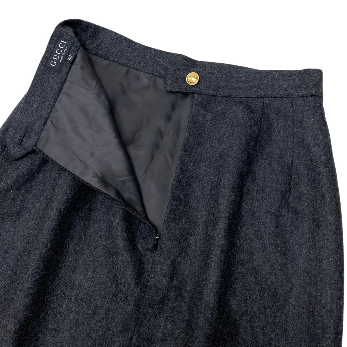 11i28 【美品】GUCCI グッチ 1998年 トムフォード期 ウールスカート タイトスカート 40サイズ グレー レディース 女性用u02t