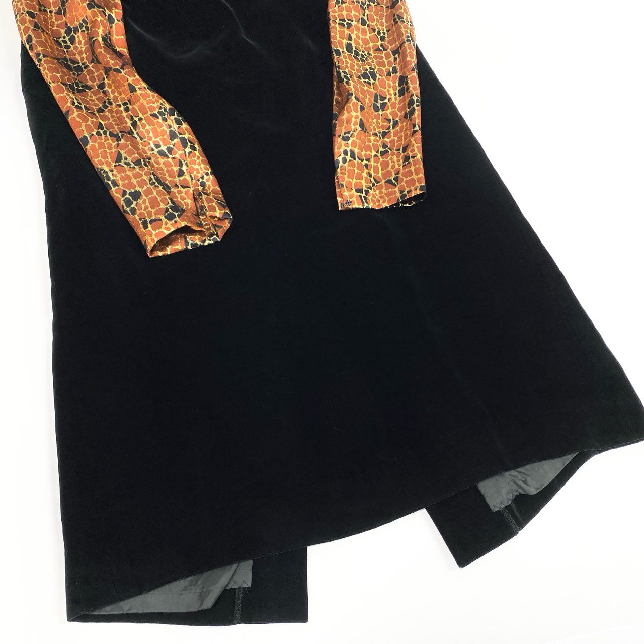 Eb12 【美品】GIVENCHY ジバンシィ ドッキングドレスワンピース ロングワンピース ベロア 総柄 10サイズ ブラック レディース 女性用k02i