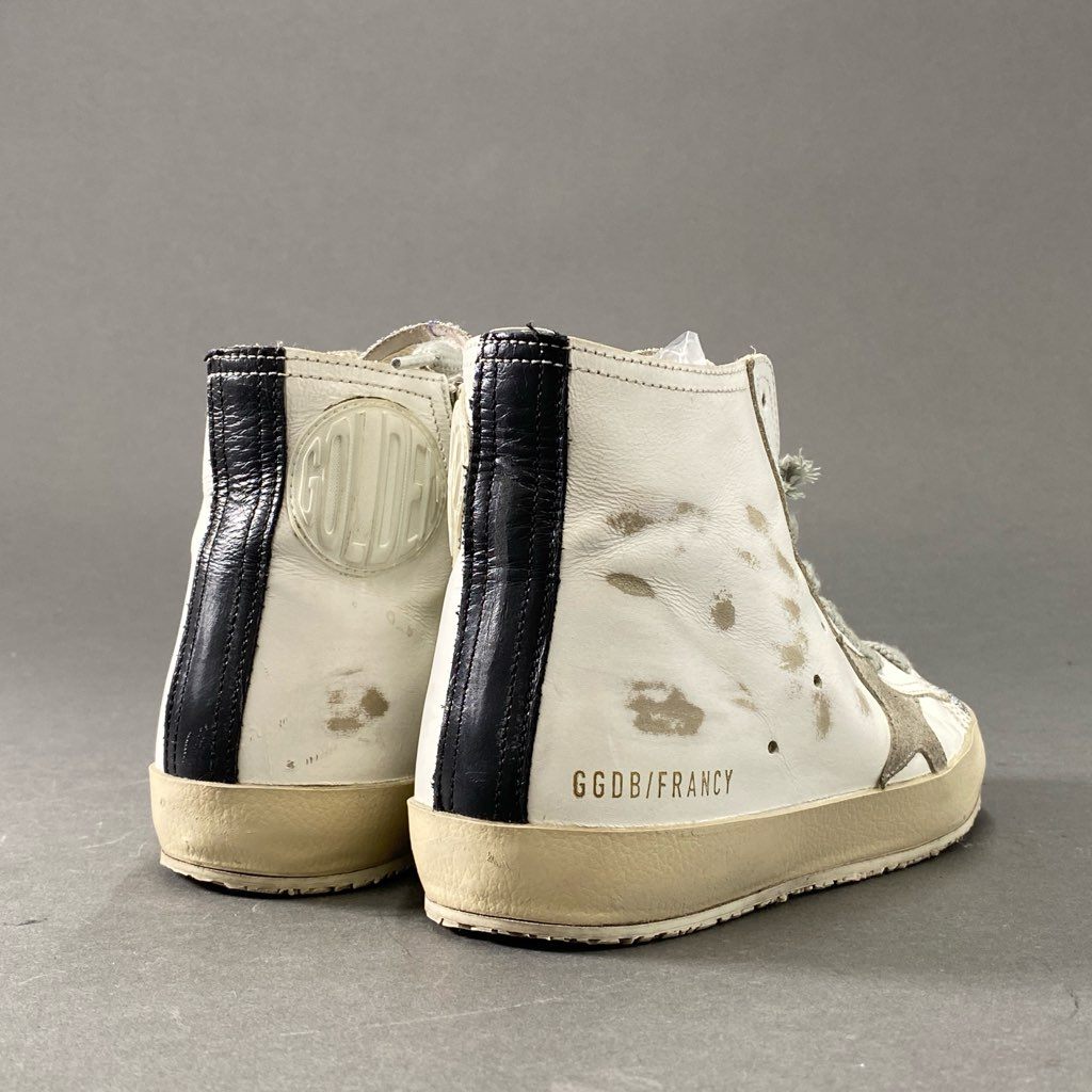 3d21 【美品】 GOLDEN GOOSE ゴールデングース GGDB FRABCY ハイカットスニーカー 35 ホワイト レザー グリッター ヴィンテージ加工