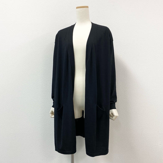 32i9 【美品】 MORABITO モラビト 長袖カーディガン ニットカーディガン セミロング丈 レディース 女性用 9049-52313 38 ブラック レーヨン ナイロンu02t