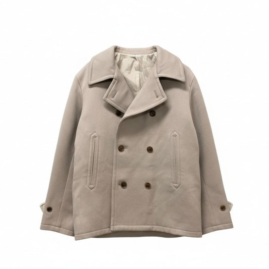 14c20 Camoshita UNITED ARROWS ユナイテッドアローズ ショートコート Pコート ウールブレンド〇 メンズ 紳士服 日本製 1177-699-2578 サイズ46 ライトグレー系u02t