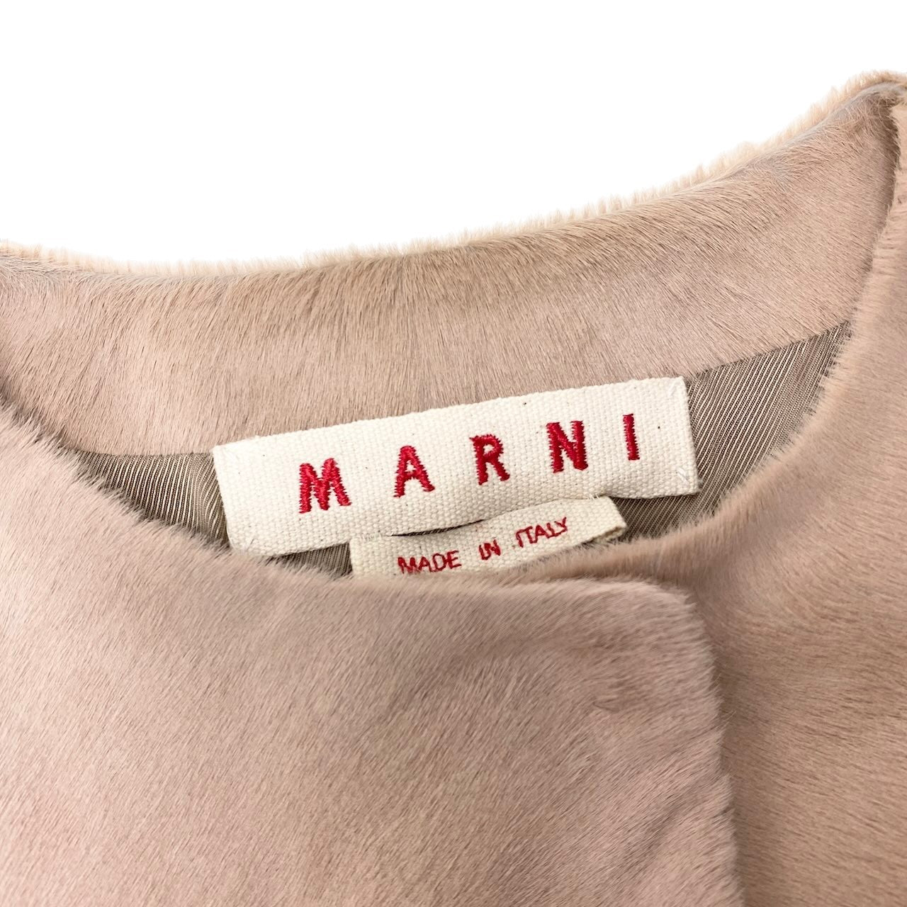 Ef8 MARNI マルニ ノーカラージャケット ハーフコート レザーベルト付 サイズ40 ベージュ レディース 女性用u02t