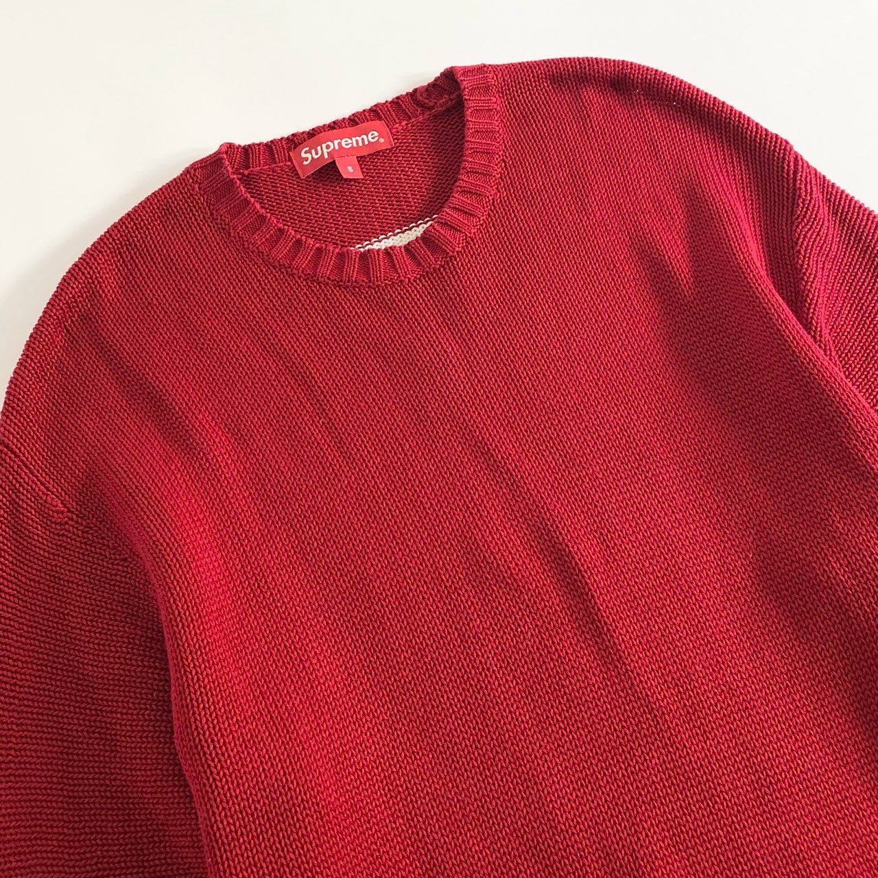 88i27 《美品》 Supreme シュプリーム Back Logo Sweater ニット セーター サイズS レッド コットン100％ メンズ 20ss