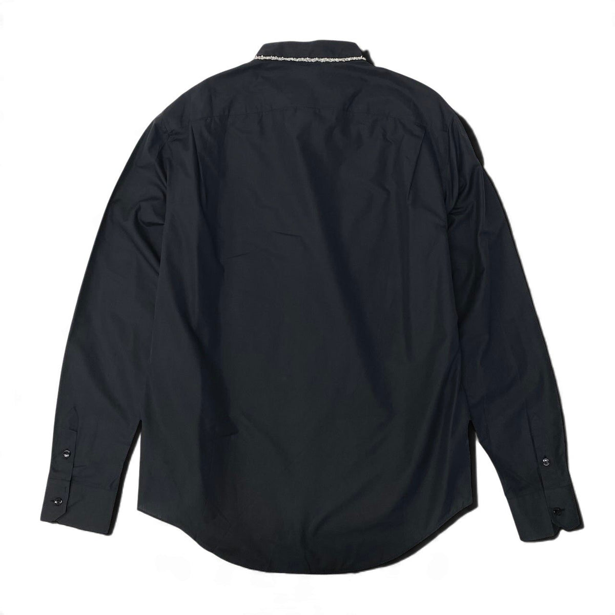 28j16 【未使用タグ付】 LOUIS VUITTON ルイヴィトン ビーズカラー ロングスリーブ ドレスシャツ REGULAR FIT サイズ42/16-1/2 ブラック コットン シルク メンズu02t