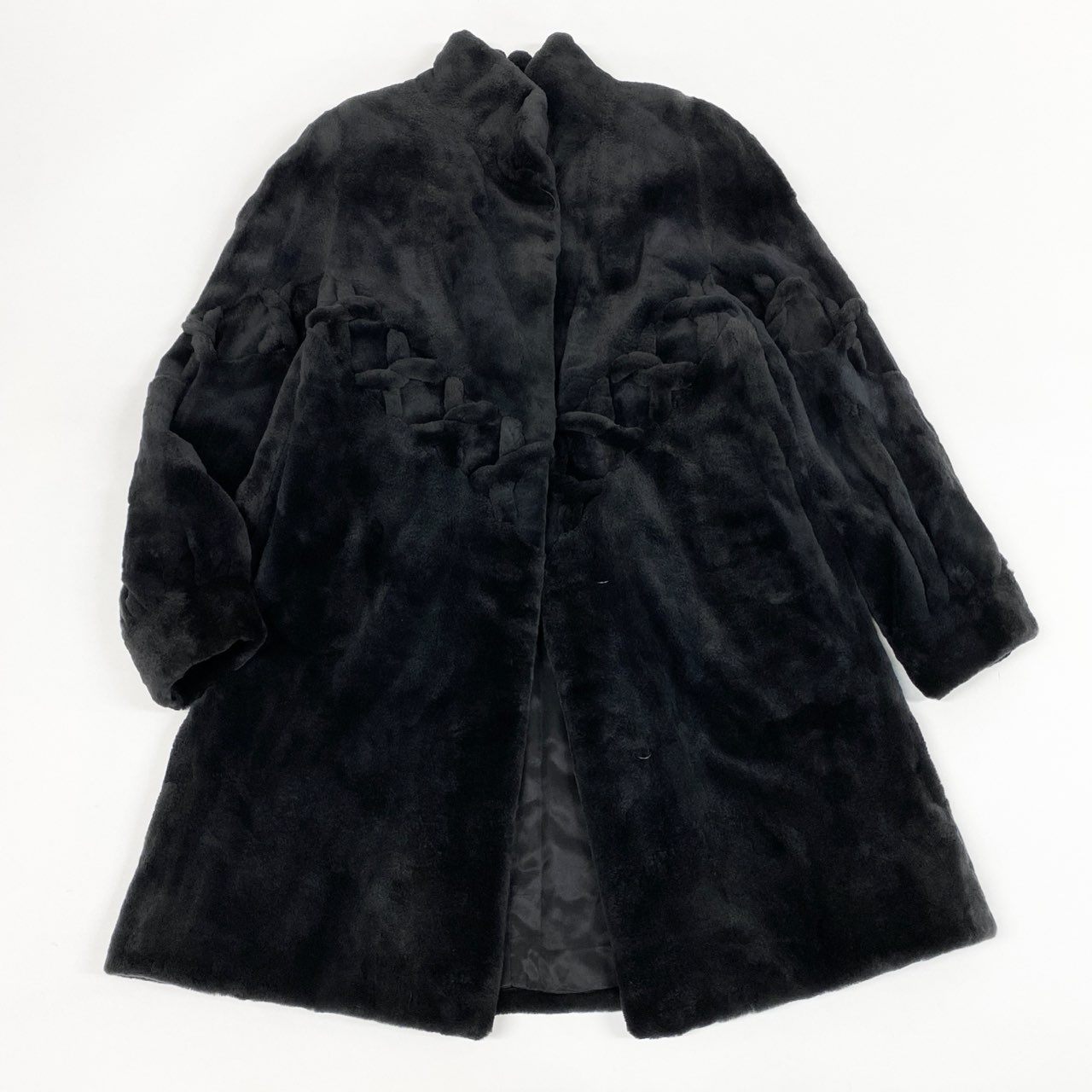 53k10 VALENTINO ヴァレンティノ SAGA MINK サガミンク 銀サガ シェアードミンク ロングコート F ブラック 最高級本毛皮 クロスロープデザインt18r