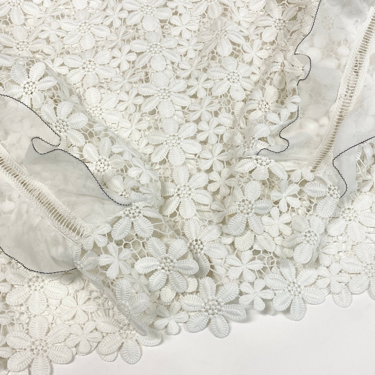 60f2 self-portrait セルフポートレイト 総レース ロングスリーブ カットソー レース装飾 花柄 トップス サイズUK8 ホワイト レディース 女性服o07t