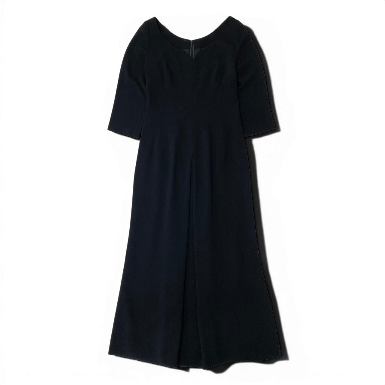 83e12 Sybilla シビラ ロングワンピース  Vネック 切替デザイン５分袖  40サイズ ブラック レディース 女性用k02i