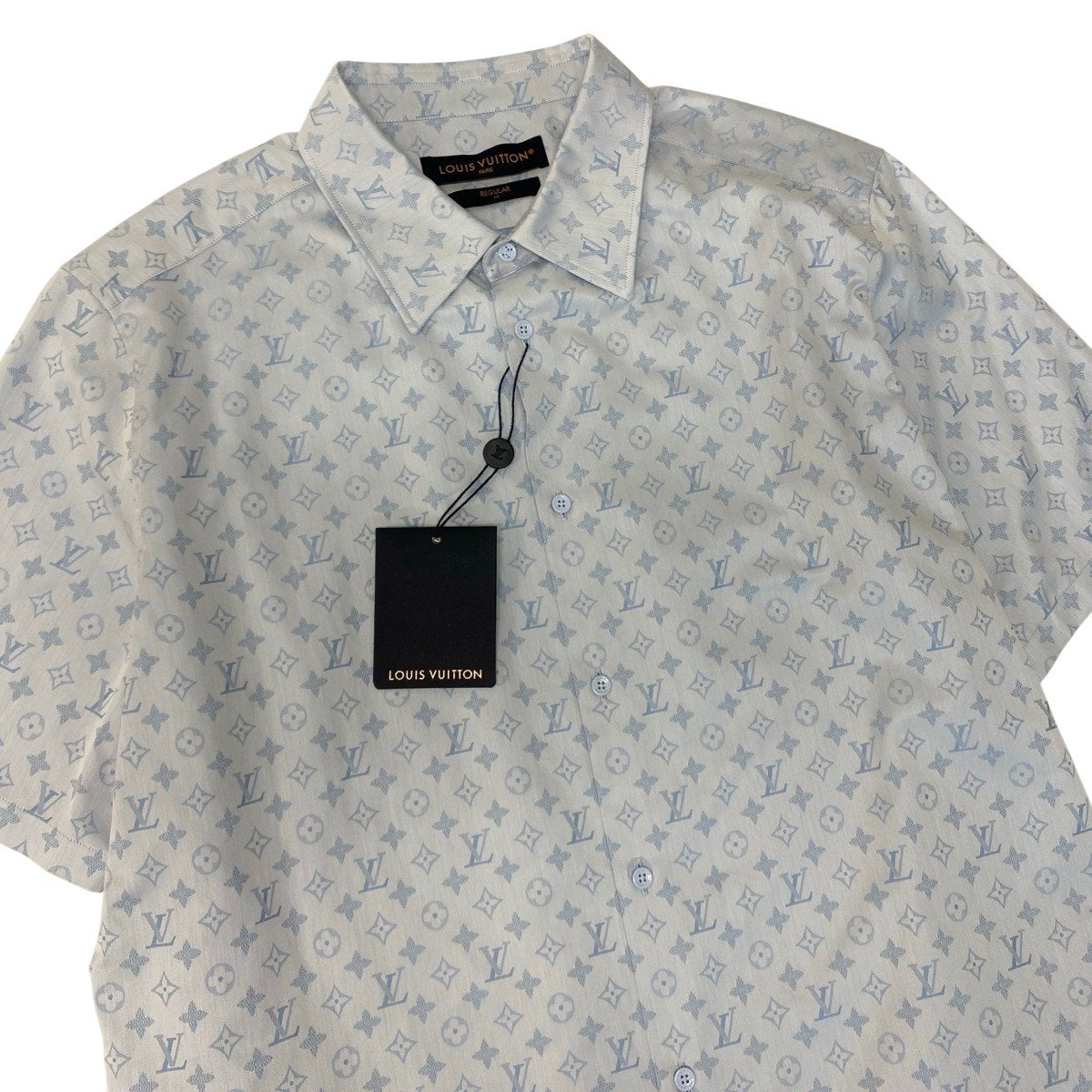 Mf18《未使用品》 LOUIS VUITTON ルイヴィトン 25SS モノグラム 半袖シャツ Monogram Short Sleeved Shirt サイズ42 ブルー タグ付t18r