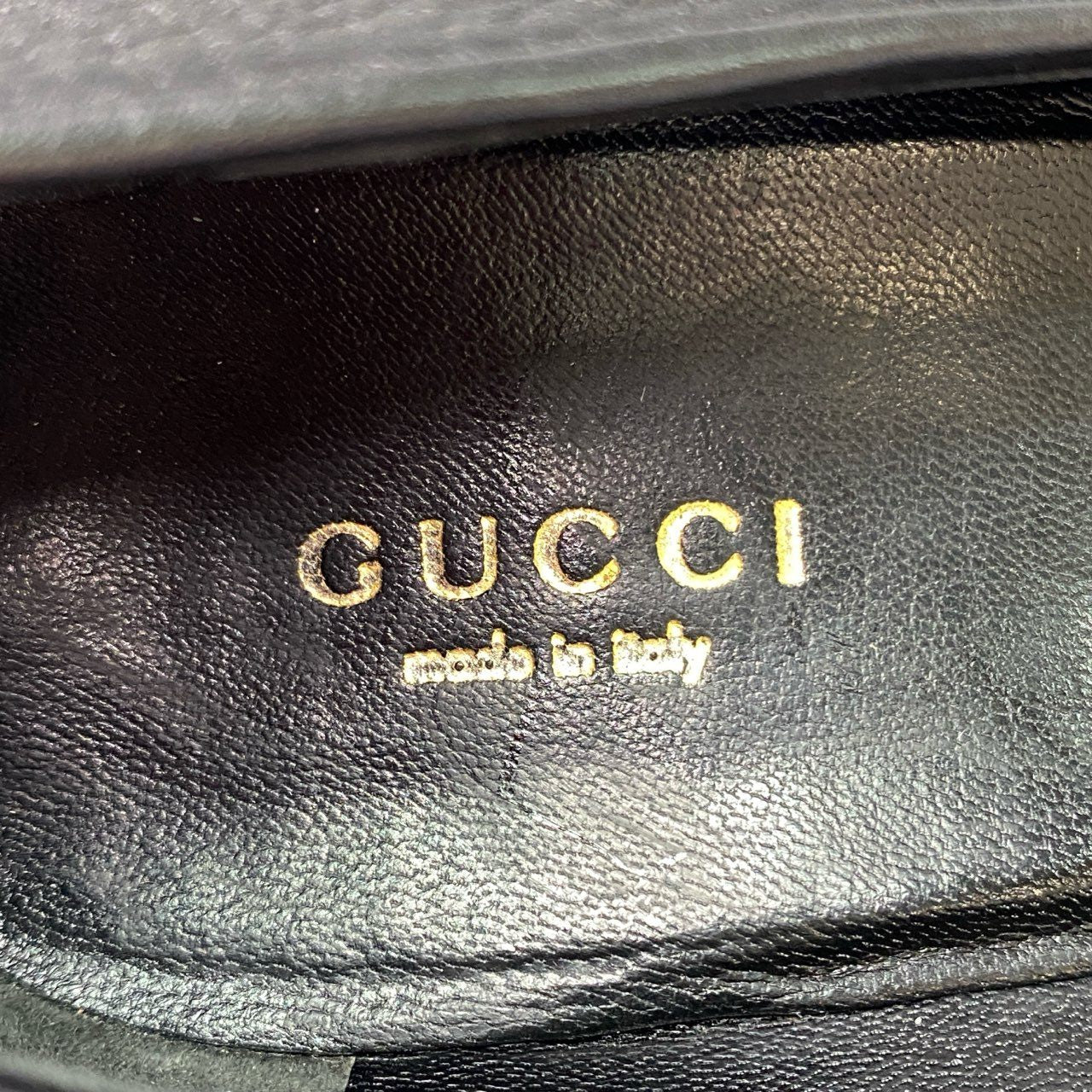 3k29 GUCCI グッチ ヒールパンプス イタリア製 ハイヒール GGロゴ ゴールド金具 型押しレザー Leather 252108  37 1/2 ブラック 本革