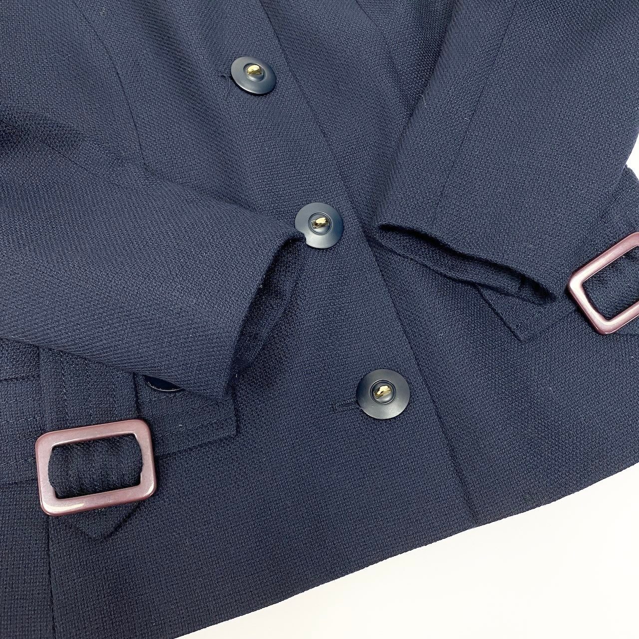 54c19 valentino garavani ヴァレンティノガラヴァーニ セットアップ スカートスーツ セレモニースーツ フォーマル ノーカラージャケット 膝丈スカート レディース 女性服 サイズ40/6 ネイビー ウール100％u02t