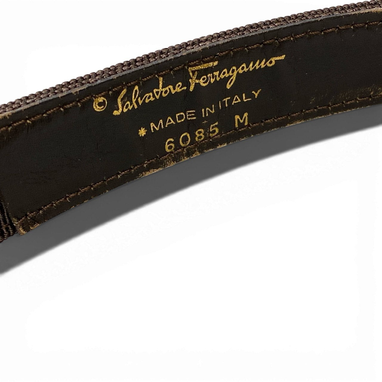 a6 Salvatore Ferragamo サルヴァトーレフェラガモ ヴァラリボン ベルト リボン イタリア製 6085 M ブラウン ゴールド レディースk02i