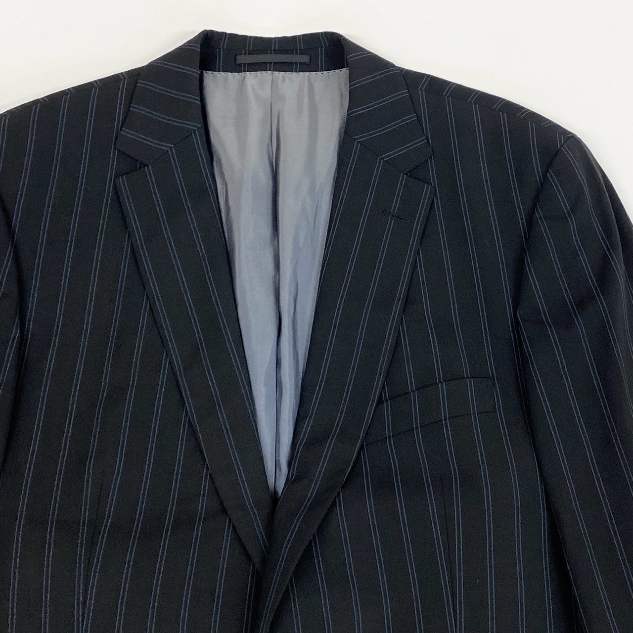 37L23 HUGO BOSS ヒューゴボス スーツセットアップ テーラードジャケット スラックス 二釦 ストライプ 54サイズ ブラック メンズ 男性用o07t