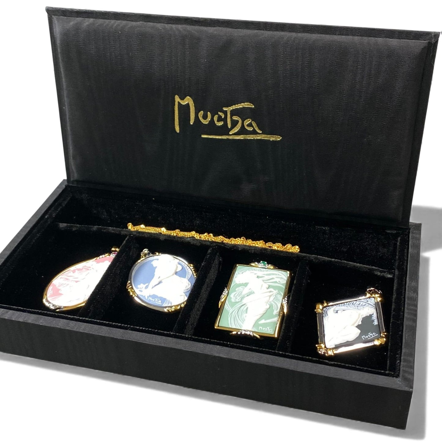 l14 Mucha ミュシャ 四芸術 SV925 宝飾ペンダントコレクション ネックレス Silver シルバー アクセサリー 箱付きt18r