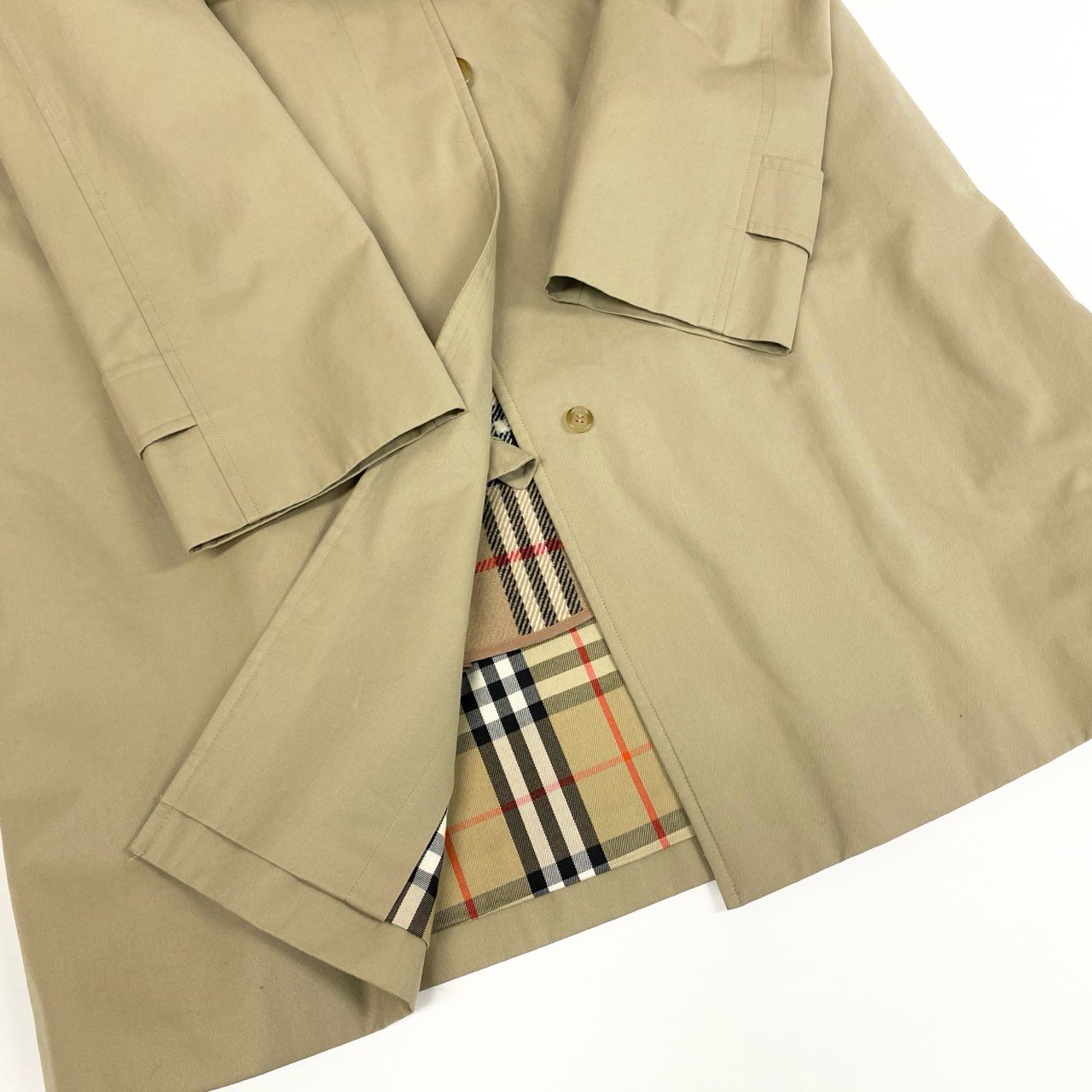 Ab13【美品】BURBERRY LONDON バーバリーロンドン ステンカラーコート ノバチェック Classic Balmacaan Coat Beige 11AR ベージュ レディース 女性用ta1