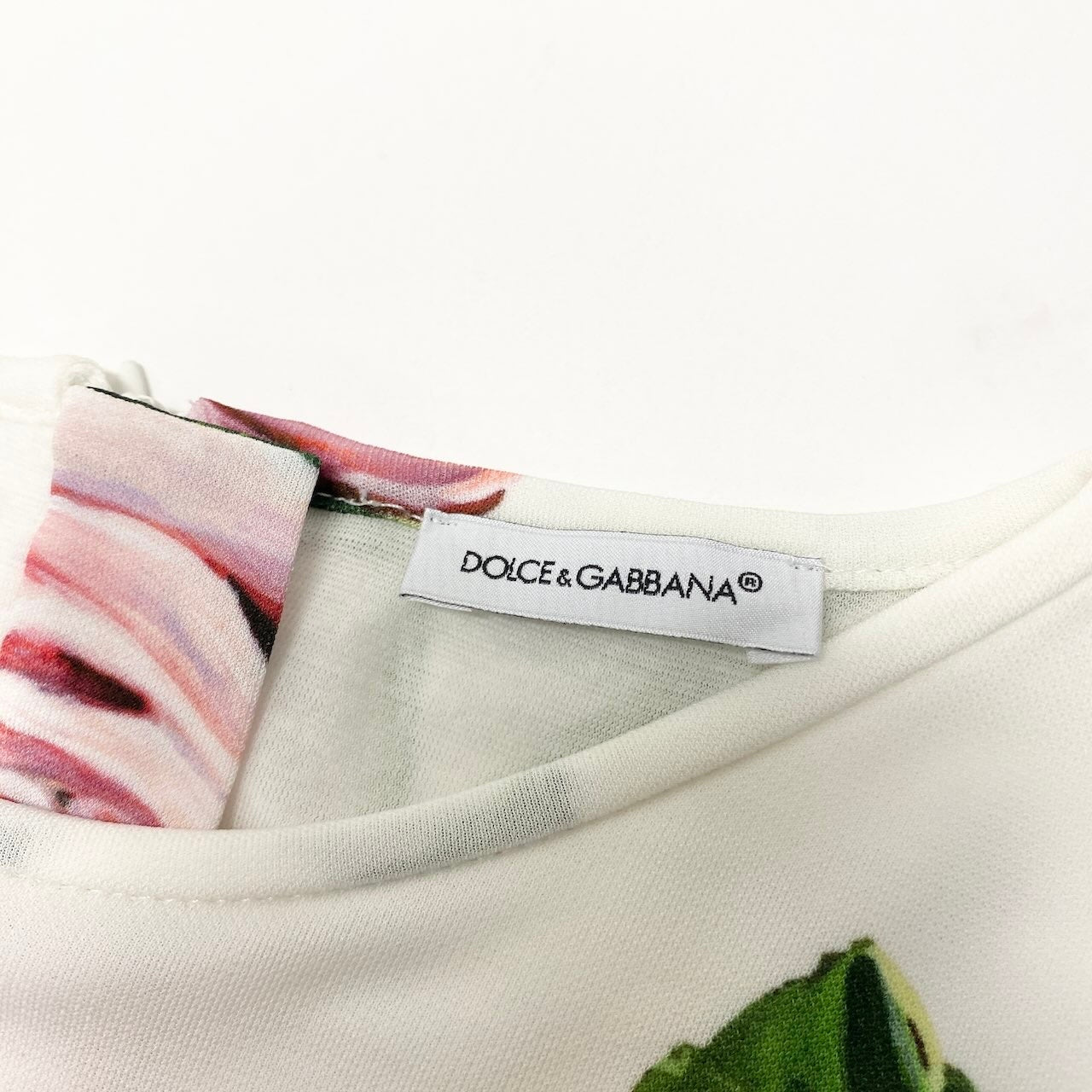 80e1 DOLCE&GABBANA ドルチェアンドガッバーナ フラワープリント ワンピース フレアワンピース バラ柄 薔薇 9/10 ホワイト キッズ 女の子u02t