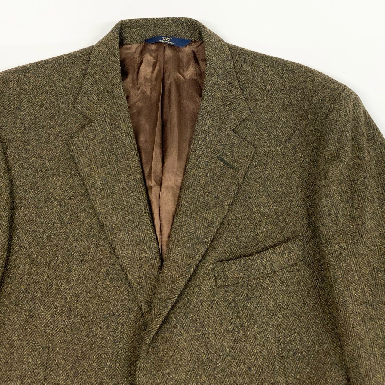 7L12 346 BROOKS BROTHERS ブルックスブラザーズ テーラードジャケット ツイードジャケット ブレザー 42 カーキ系 ヘリンボーン ウール メンズ 男性用u02t