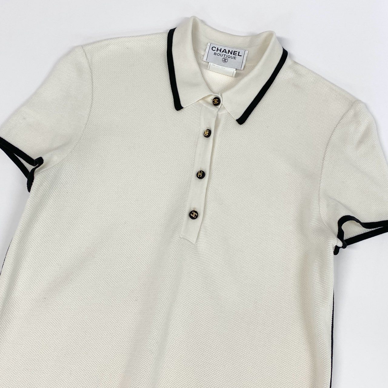 d7 CHANEL シャネル 96C 1996クルーズライン P05990 半袖ワンピース サイズ44 ホワイト レディースk02i