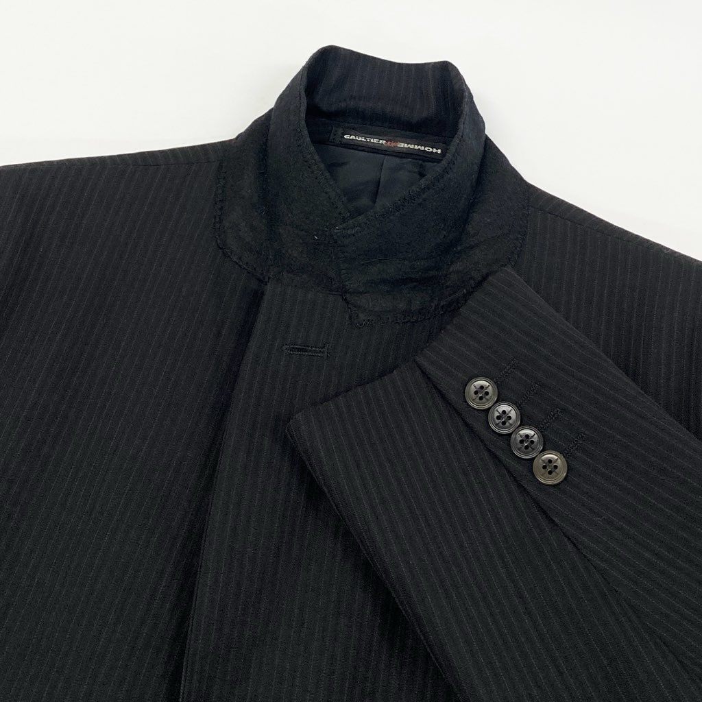 7f8 Jean-Paul GAULTIER HOMME objet ジャンポール ゴルチエオム オブジェ セットアップ スーツ ストライプ柄 テーラードジェット パンツ 48 M ブラック