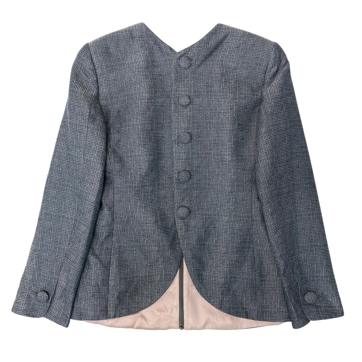 68h18 GIORGIO ARMANI ジョルジオアルマーニ フルジップ ノーカラージャケット ウールシルク混 サイズ40 グレー レディースu02t