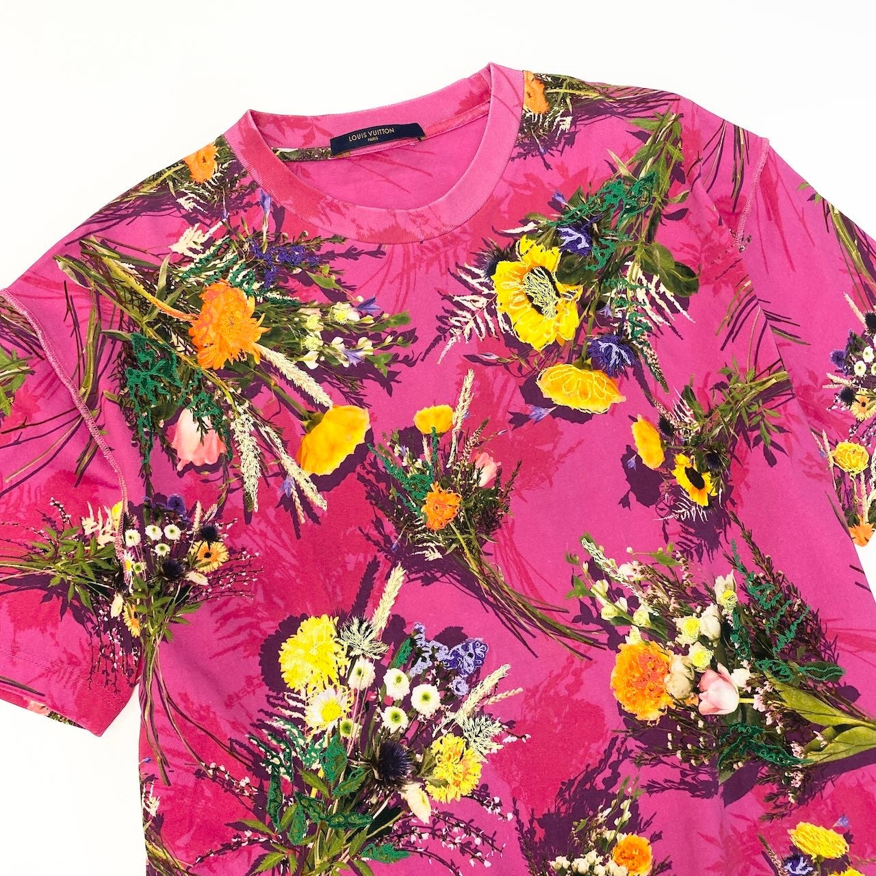 Id15 LOUIS VUITTON ルイヴィトン フラワーエンブロイダリー Tシャツ Flour Embroidery T-Shirt サイズM ピンクt18r