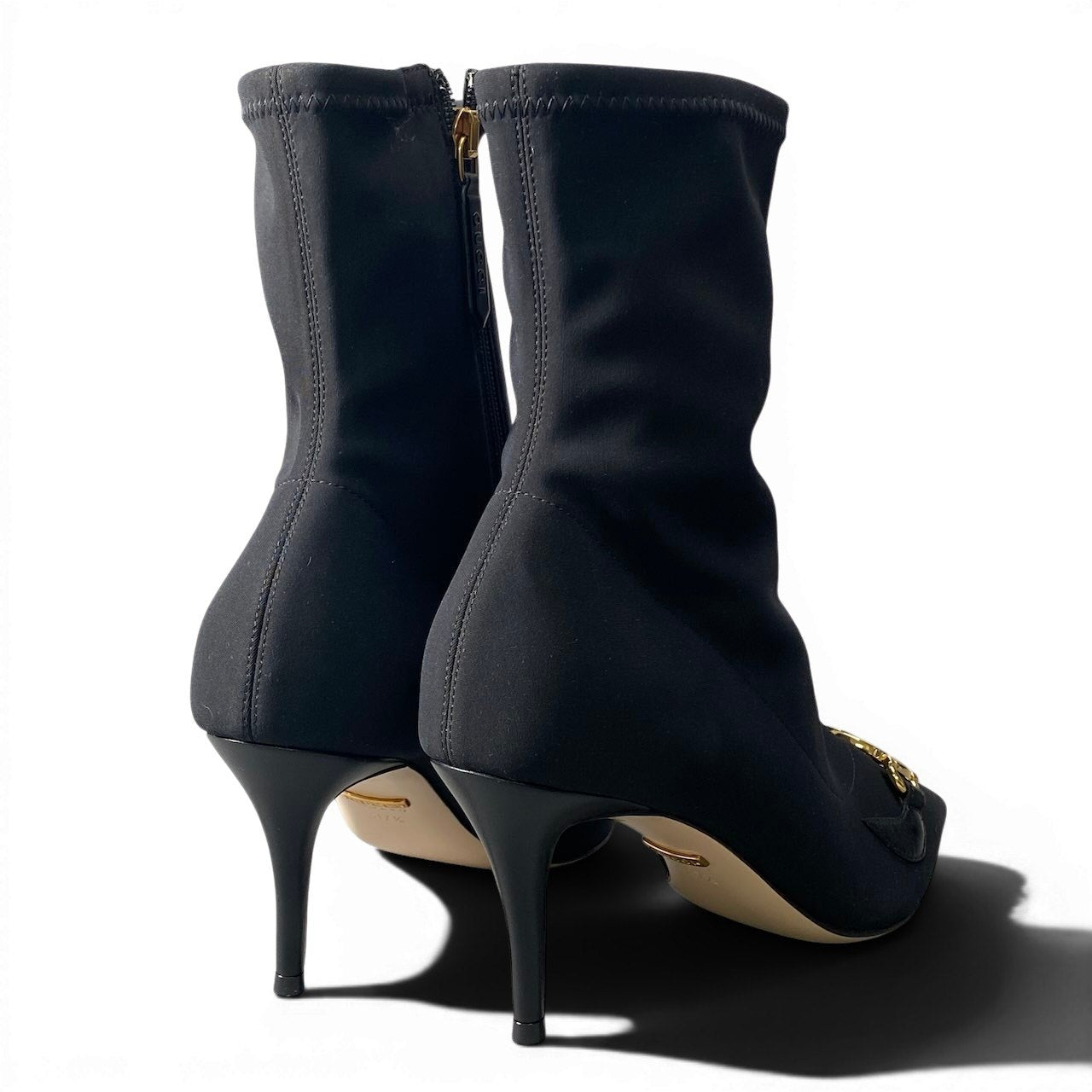 g14【新品保管品】GUCCI インターロッキング GG ブーツ イタリア製 37 1/2サイズ ブラック ゴールド レディース 女性用k02i