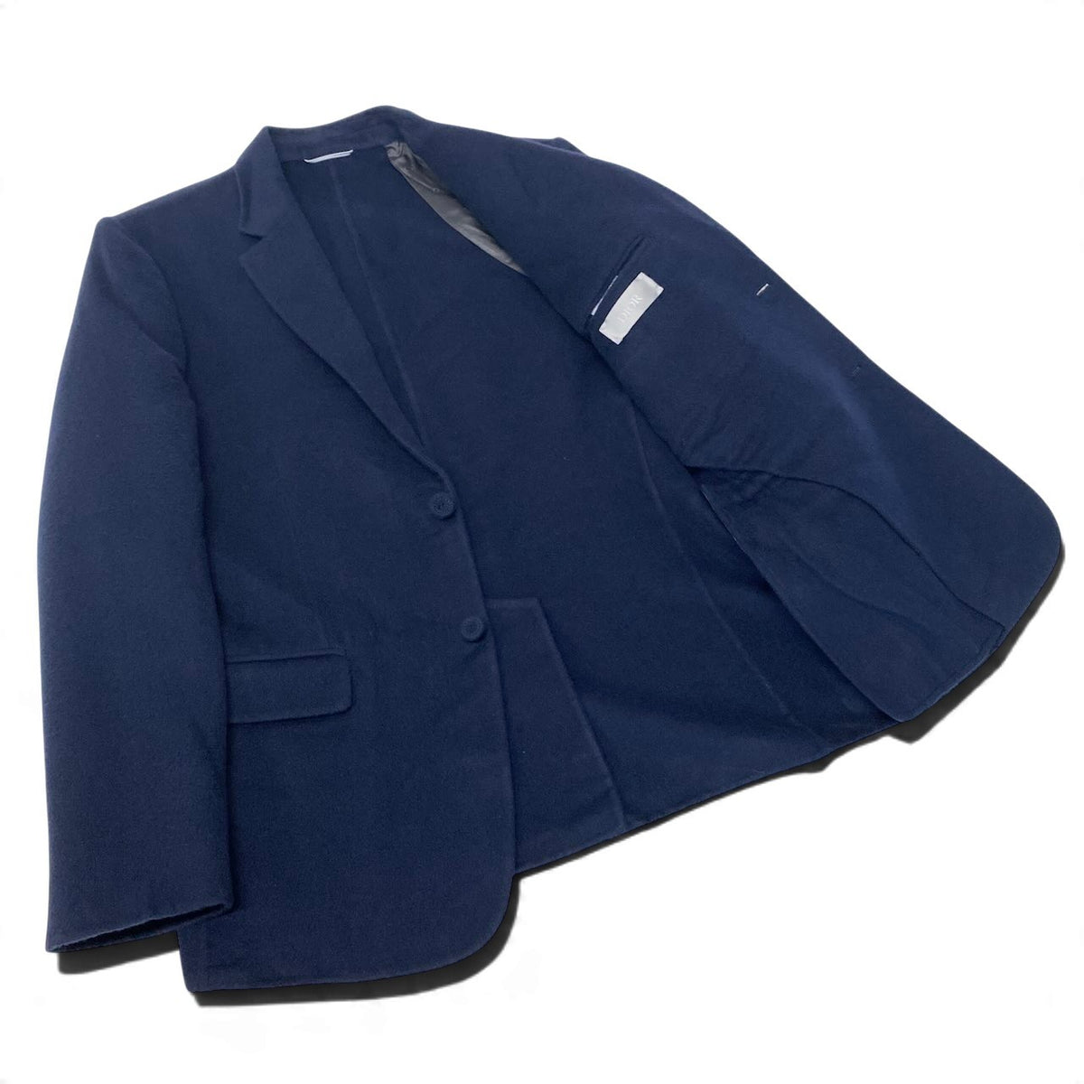 43j16 【極美品】 DIOR HOMME ディオールオム カシミヤジャケット テーラードジャケット シングル 2B サイズ48 ネイビー カシミヤ100％ メンズu02t