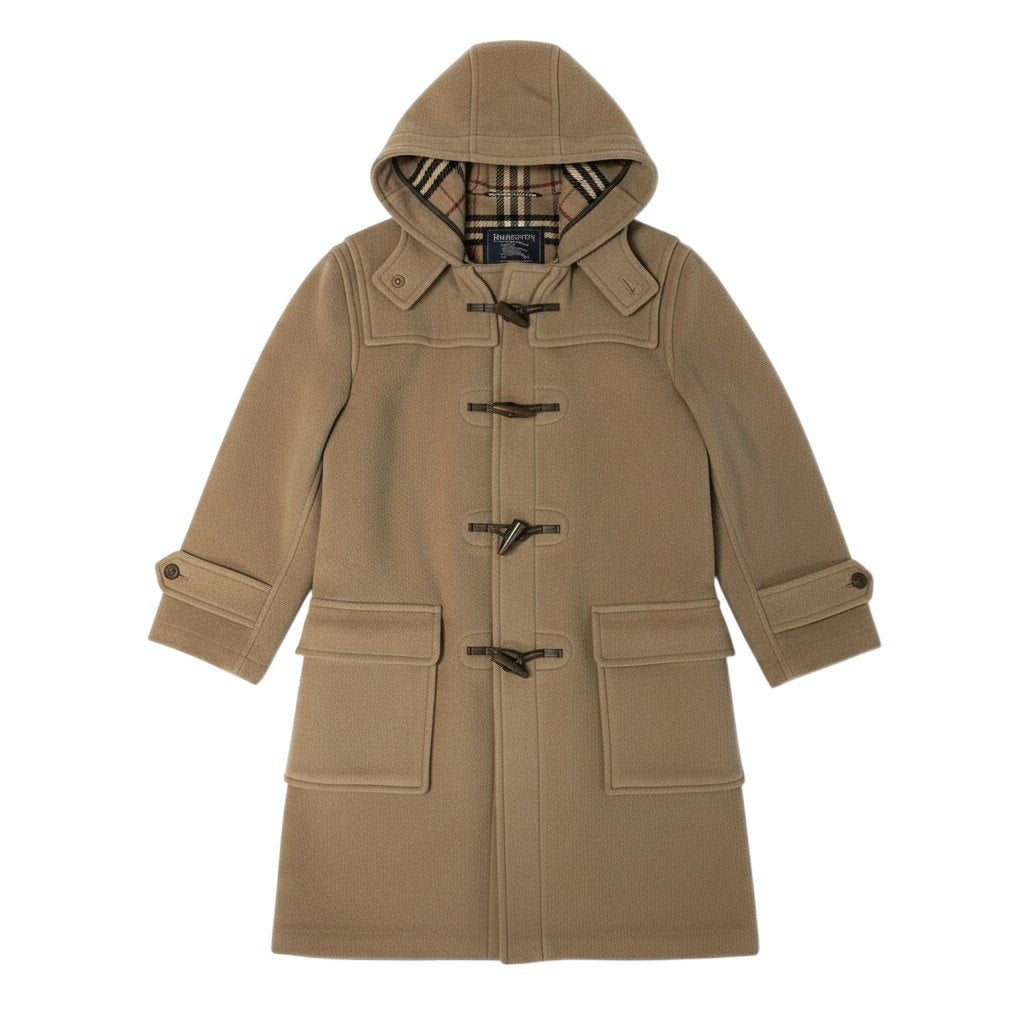 j29 Burberrys ダッフルコート ノバチェック アウター イングランド製 ベージュ ウール100％ メンズ 男性用u02t
