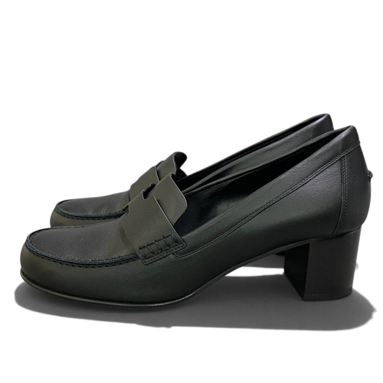 i1 Hermès エルメス アンタンポレル50 チャンキーヒール パンプス サイズ38 1/2 ブラック レザー レディースk02i