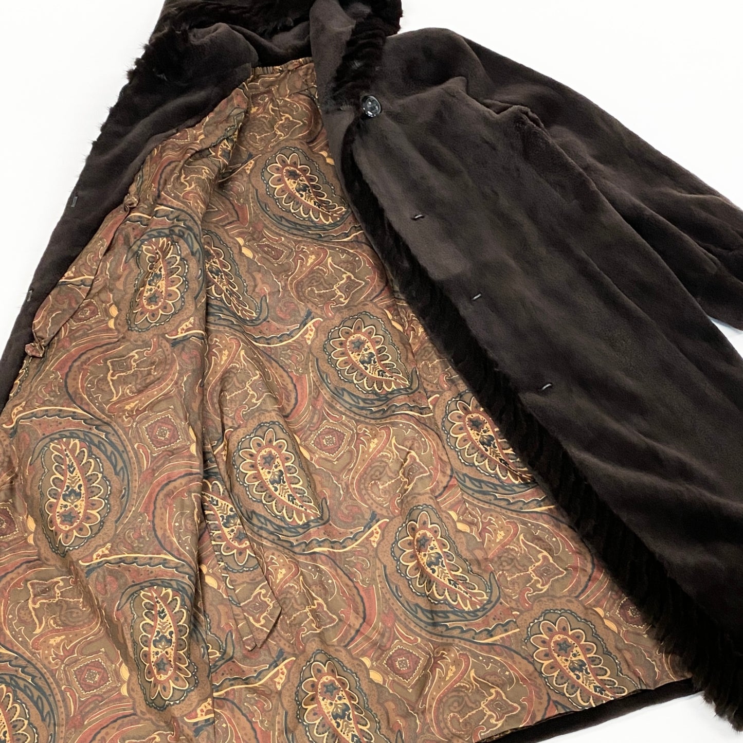 35L19 SAGA MINK サガミンク 銀サガ シェアードミンク フード付き 超ロングコート 丈108cm サイズF ブラウン 最高級本毛皮 MINK FURt18r