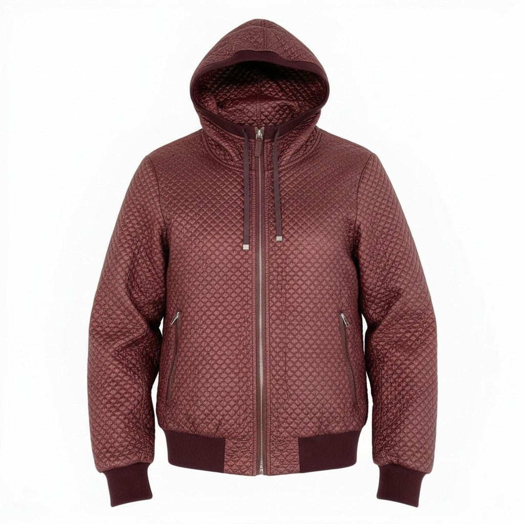 23a27【美品】DOLCE&GABBANA ドルチェアンドガッバーナ キルティング ジップアップフーディー パーカー ジャケット イタリア製 G9FH7T G7FQM 46サイズ ボルドー メンズ 男性用o07t