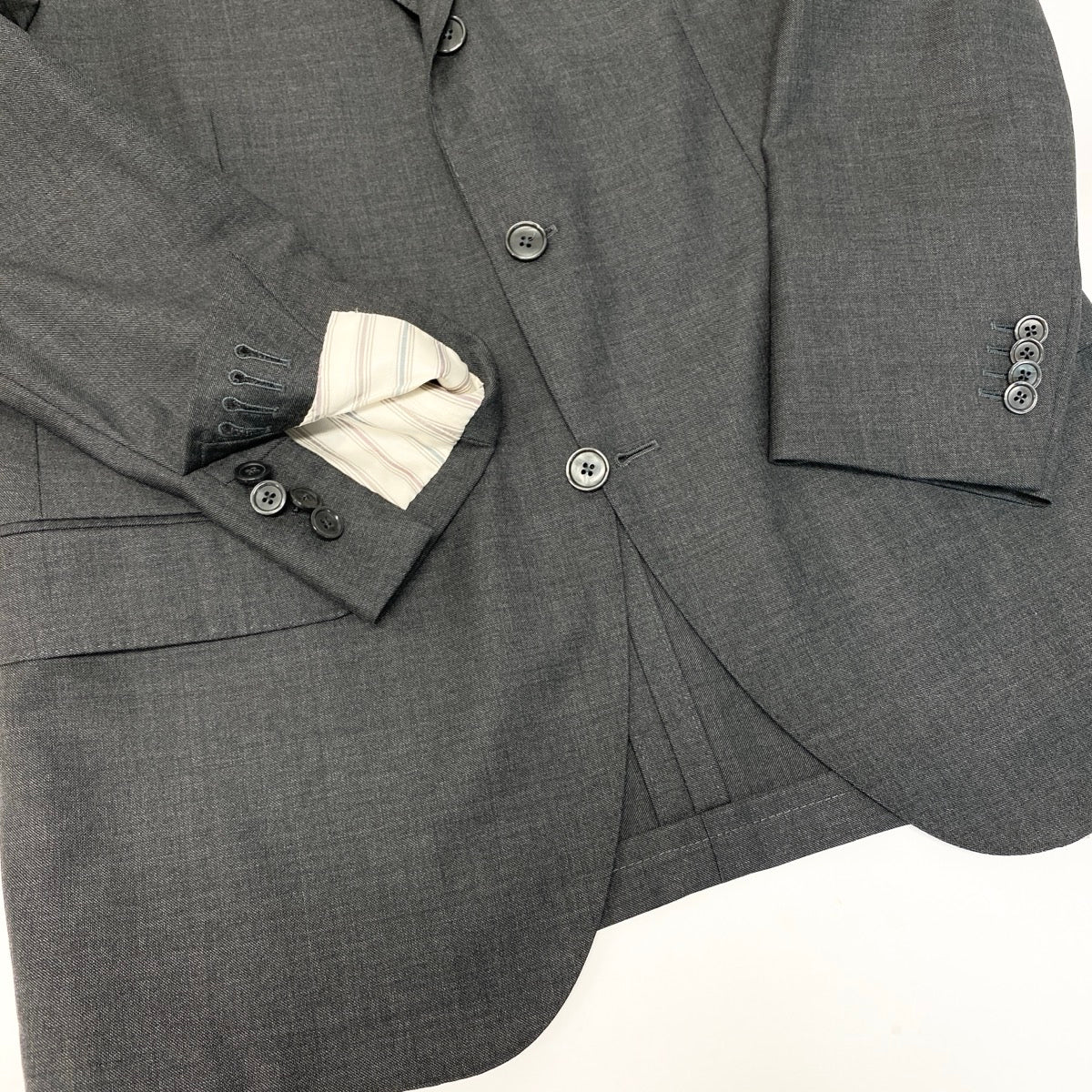 11e27 LARDINI ラルディーニ スリーピーススーツ 3ピース セットアップ ブートニエール付 サイズ50 グレー メンズ 紳士服u02t