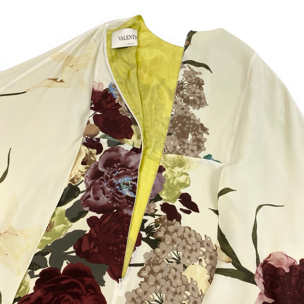 Eg16 VALENTINO ヴァレンティノ Kimono-Sleeve Printed Mini Dress フローラルプリント サイズ38 マルチカラー シルク100％ レディースta1