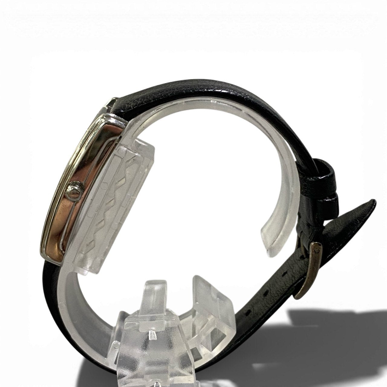 b12 TIFFANY&Co ティファニー 腕時計 レクタンギュラー クラシック L241 ホワイト ブラック レザー Rectangular Watch 動作〇 ケース付t18r