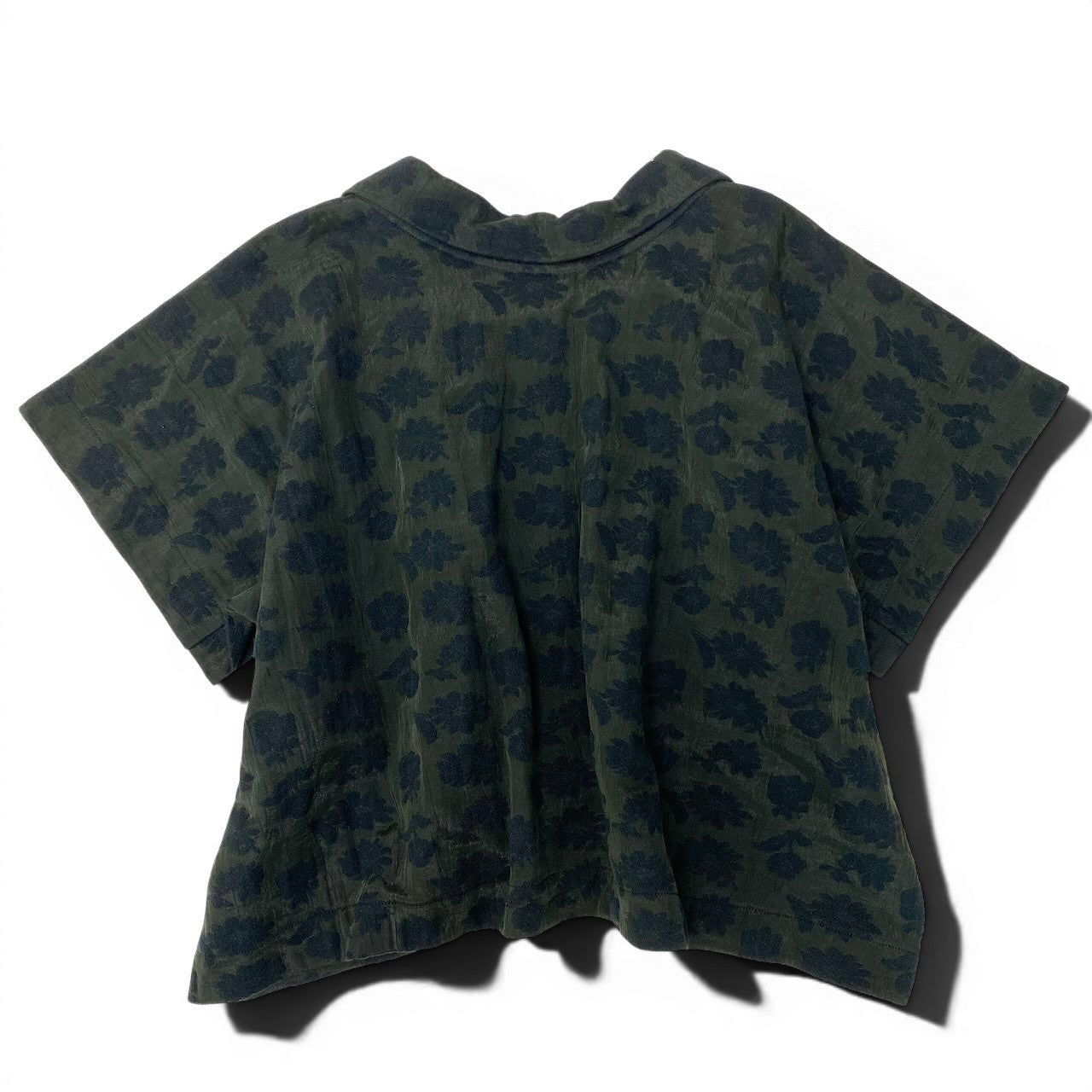 Ae26 Y`s ワイズ YOHJI YAMAMOTO ヨウジヤマモト 花柄刺繡 半袖シャツ YN-T21-967 サイズ2 カーキ ブラック レディース 女性服u02tu02t