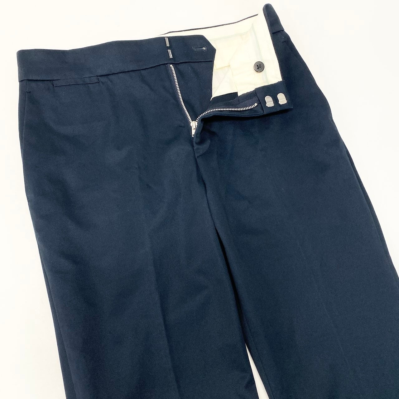 56e12 Drawer ドゥロワー コットンギャバベーシックパンツ スラックス ボトムパンツ 6514-236-0970 36サイズ ネイビー コットン100％ レディース 女性用u02t