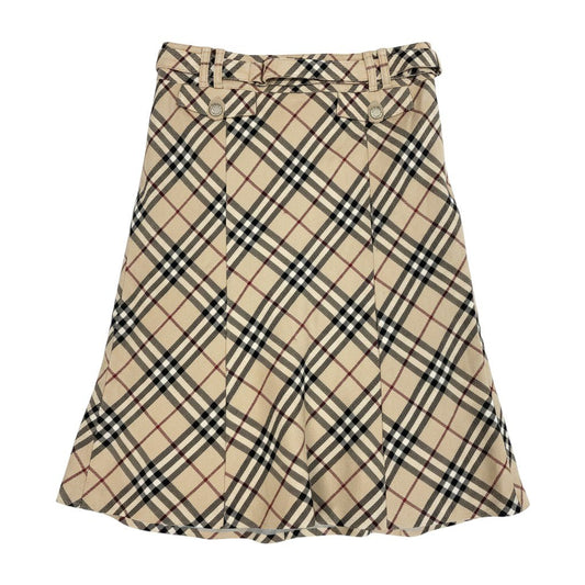 Ig19 BURBERRY LONDON BLUE LABEL バーバリーロンドン ブルーレーベル ノバチェック フレアスカート サイズ38 ベージュ レディースo07t