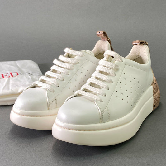 8e18 定価￥67.000 RED VALENTINO レッド ヴァレンティノ BOWALK ボウウォーク リボンディティール スニーカー 36 ホワイト バイカラー シューズ 保存袋付き